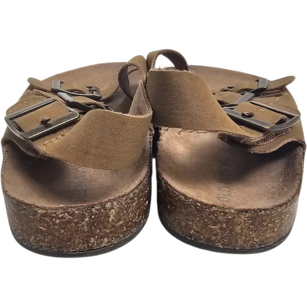 Old Navy Kids' Size 9 Tan Brown Triple Buckle Faux Leather Sandals